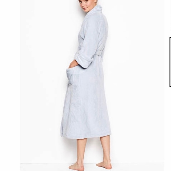 VICTORIA'S SECRET THE COZY Plush ロング ROBE Victorias Secret The Cozy Logo Plush Black Robe SUPER SOFT